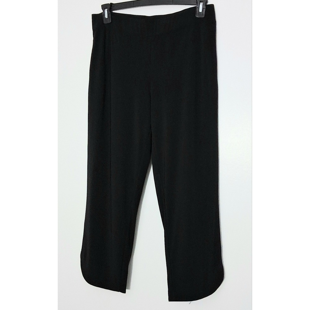 Dennis Basso Pants Women's Size‎ M Black Italia Knit Tulip Hem Straight Leg